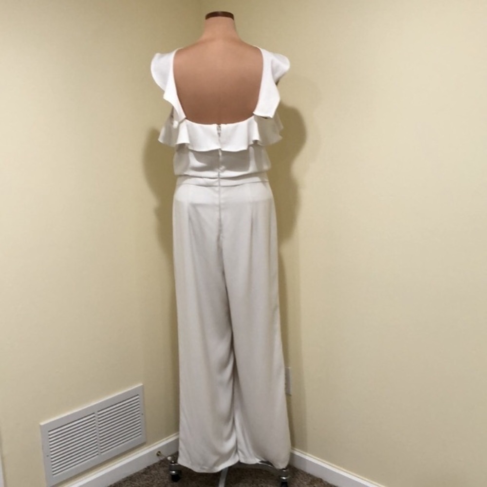 Anthropologie ML Monique Lhuillier Bissell Ruffle White Jumpsuit Size 2 - Picture 5 of 10